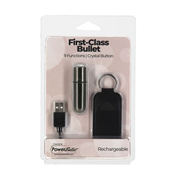 Віброкуля PowerBullet First-Class Bullet 2.5″ з Key Chain Pouch, Gun Metal, 9 режимів вібрації | Зображення 5
