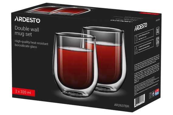 Набір склянок низьких з подвійними стінками Ardesto AR2637BR 320 мл 2 шт | Зображення 1