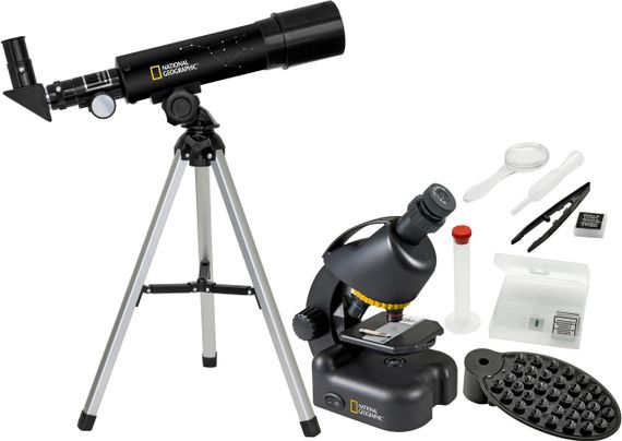 Мікроскоп National Geographic Junior 40x-640x + телескоп 50/360 з кейсом, набір для дитини для навчання