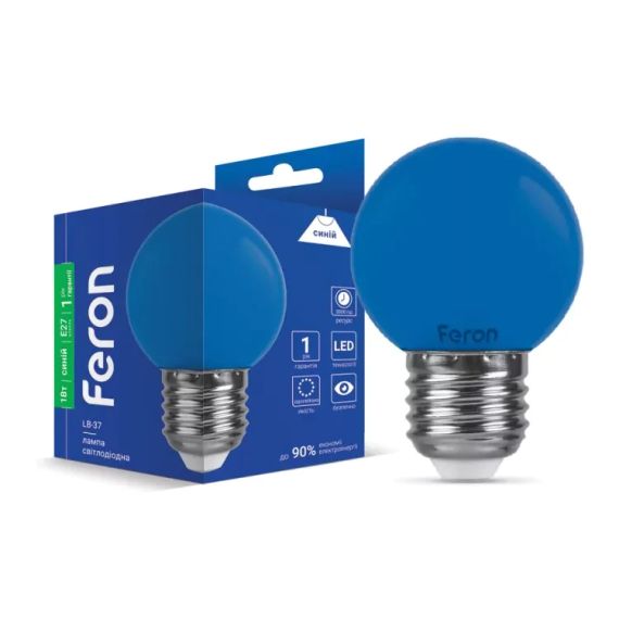 Лампа світлодіодна LED Feron G45 1W E27 LB-37 синя
