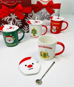 Кружка с крышкой и ложкой Olens Новогодняя 102-1059 380 мл