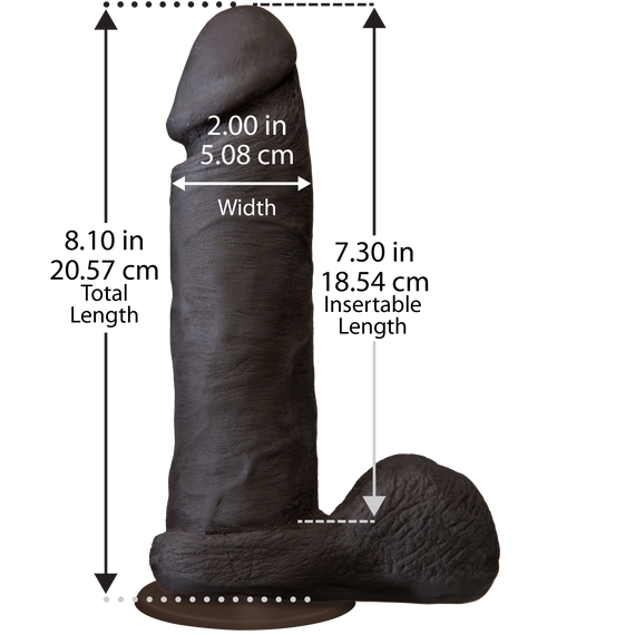 Фалоімітатор Doc Johnson The Realistic Cock 8 inch Black - ULTRASKYN, Vack-U-Lock, діаметр 5,1 см | Зображення 1