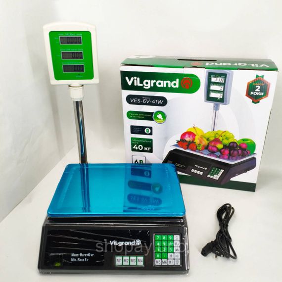 Ваги торговельні ViLgrand VES-6V-41W 40 кг з калькулятором та акумулятором | Зображення 3