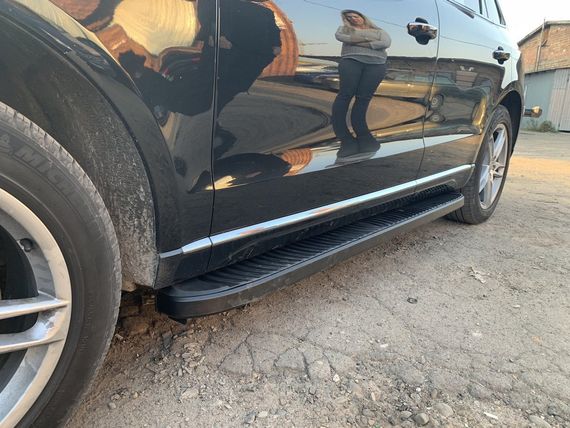 Бокові пороги Tayga Black (2 шт., алюміній) для Ауди Q5 2008-2017 рр | Зображення 1