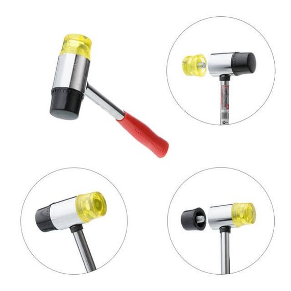 Молоток рихтувальний із металевою ручкою; гумовий і поліуретановий змінні бойки INTERTOOL HT-02381 | Зображення 3