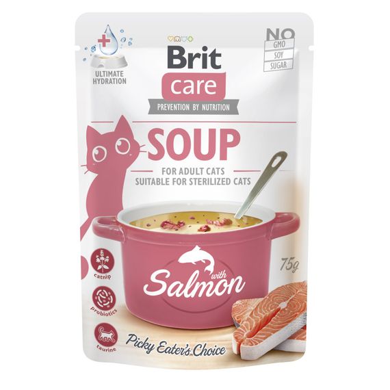 НАБІР Корм вологий Brit Care Soup Salmon д/котів суп з лососем 75 г 15 шт | Зображення 1