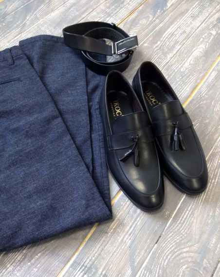 Шкіряні туфлі лофери чорні  - 44 розмір | Зображення 4