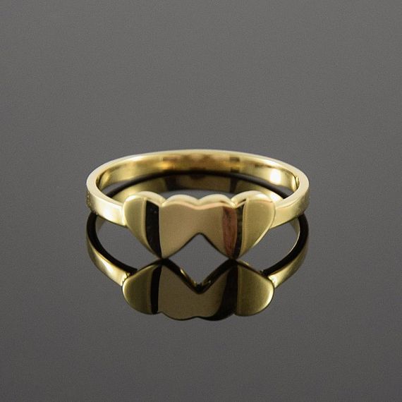 Кольцо из желтого золота с сердечками 16 | Зображення 3