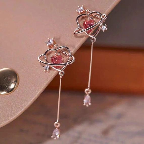 Сережки з сердечками, сережки сердечки, сережки сердечко, сережки з камінцями, сережки з камінчиками, сережки з підвісками