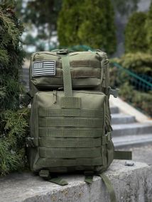 Тактичний рюкзак військовий олива з прапором Сша Olive Usa штурмовий армійський рюкзак 45Л