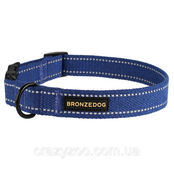 Ошейник для собак BronzeDog Сotton светоотражающий брезент, c металлической пряжкой синий 20 мм 47/1502Б/T | Зображення 3