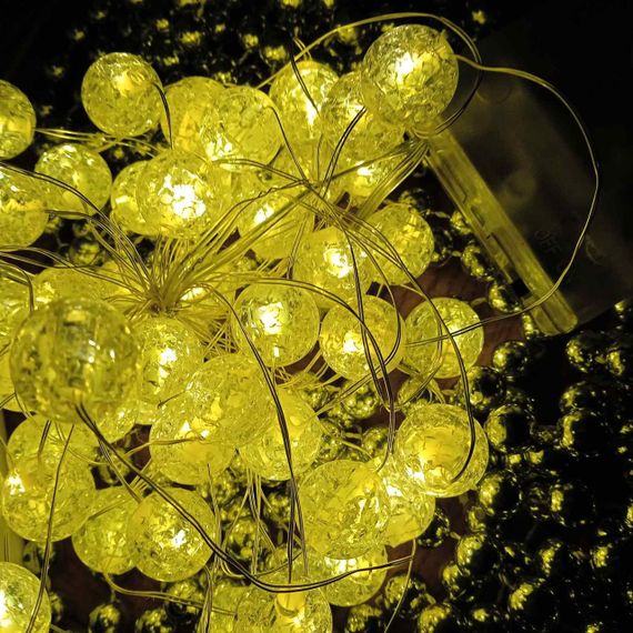 Гірлянда новорічна кришталеві кульки 5 м, 50 світлодіодів, на батерейках, USB білі  | гірлянда на вікно |