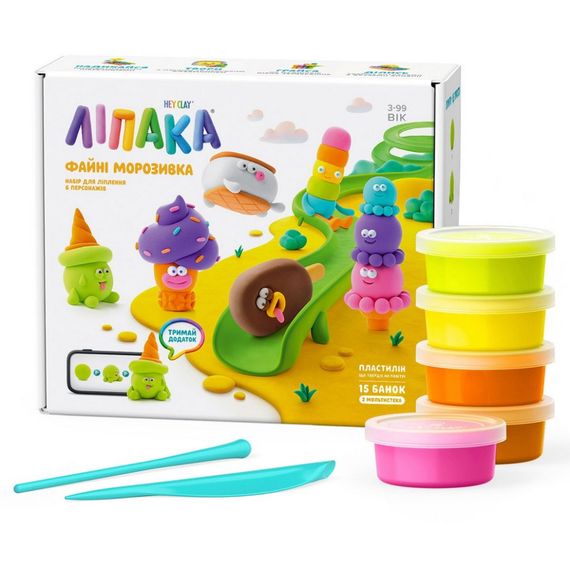 Меганабор пластилина "Файные мороженые" ЛИПАКА 15029-UA01 самостоятельно затвердевает | Зображення 1