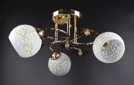 Люстра стельова на 3 лампочки 25202 Коричневий 22х46х46 см. | Зображення 1