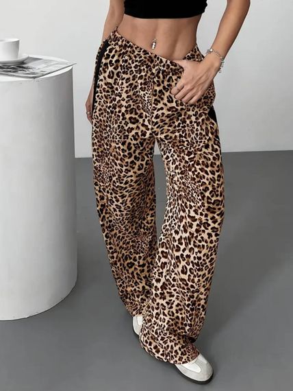 Женские леопардовые брюки палаццо легкие свободные GF4246 размер 42/44 цвет коричневый | Зображення 1