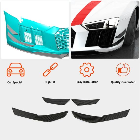 Накладки на передний бампер V3 (2015-2020, Карбон) для Ауди R8 2015- гг | Зображення 1