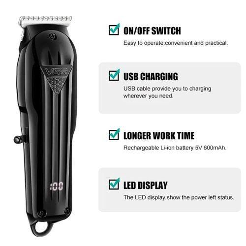 Машинка для стрижки волосся VGR V-982 LED Display, професійна електробритва, підстригальна машинка | Зображення 2