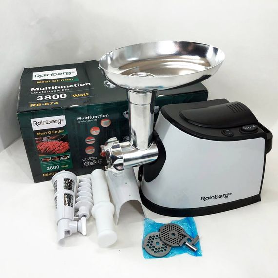 Мясорубка электрическая для мяса Rainberg RB-674 3000W, Мясорубка професиональна, Мясорубка BH-340 для овощей | Зображення 6