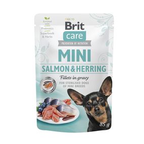 Brit Care Mini Fillets In Gravy Salmon and Herring вологий корм з лососем і оселедцем для собак дрібних порід, 85 гр