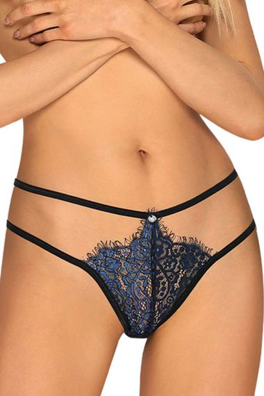 Стринги Obsessive Yassmyne Сине-черный S/M