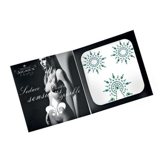 Пестіс з кристалів Petits Joujoux Gloria set of 3 - Green/Blue, прикраса на груди та вульву, One size | Зображення 2