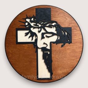 Настінне панно Ісус з фанери 35 см – християнський декор на стіну, лазерна різка, релігійна картина