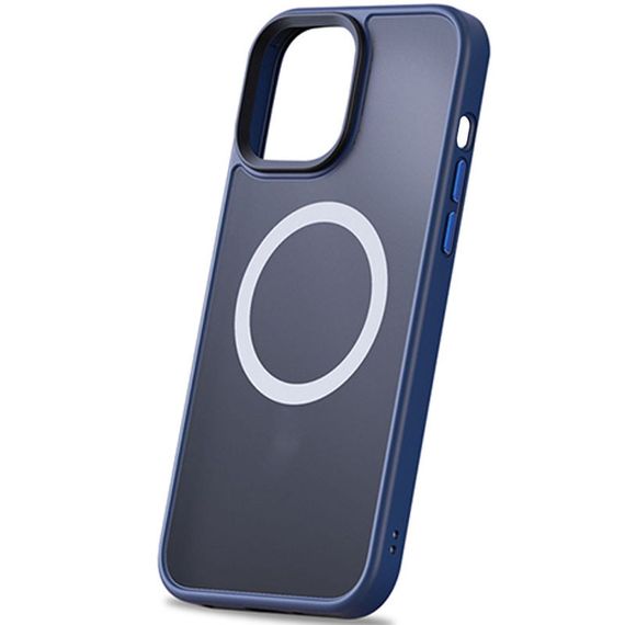 TPU+PC чохол Metal Buttons with MagSafe для Apple iPhone 13 (6.1") Синій / Navy Blue | Зображення 3