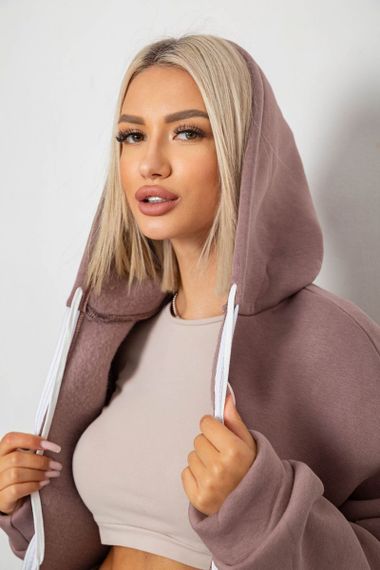 Спортивный костюм женский на флисе, цвет мокко, 238R5715-5 | Зображення 4