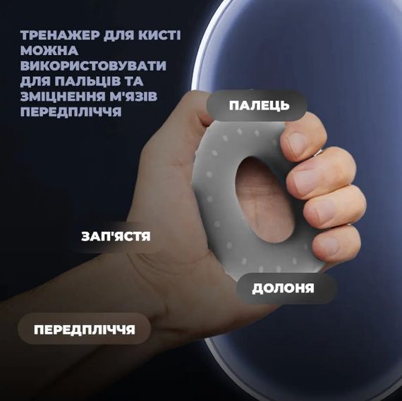 Еспандер кистьовий силіконовий PowerPlay PP-4338 Hand Grip Large 25 кг Сірий (PP_4338_Grey_25kg) | Зображення 4