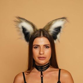 Меховые ушки кошки трехцветные: Коричневый, черный, белый OKOVA Sex Aura