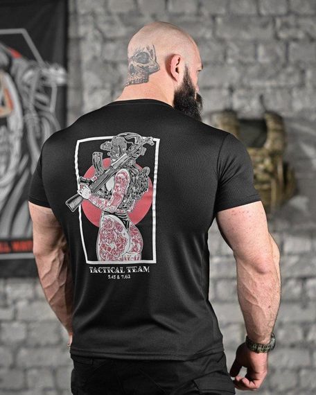 Тактична футболка з відводом поту подруга чорна ДЛ6443