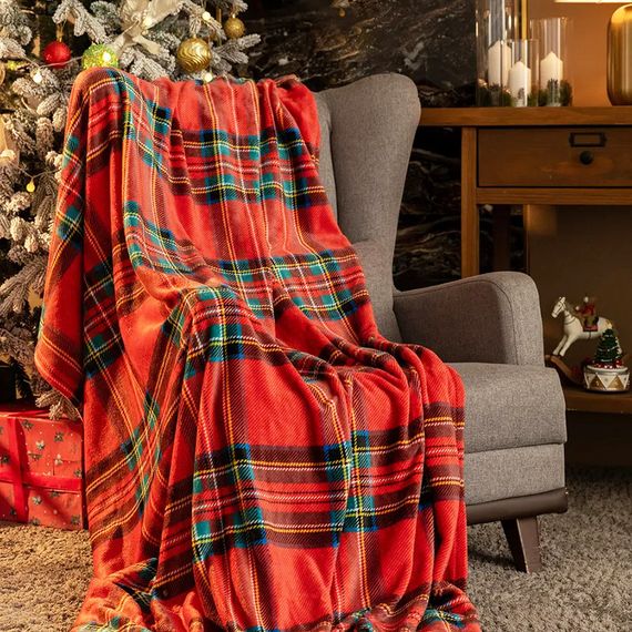 Плед фліс Класична клітинка 150x200 см Love You | Зображення 2