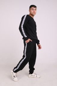 Штаны утеплённые чёрные с лампасами Quest Wear White