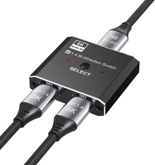DisplayPort світч двонаправлений Addap DPS-01 | активний розгалужувач + комутатор для відео та аудіо потоку, 8K/30Hz | Зображення 2