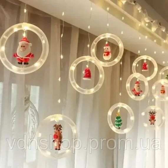 Гирлянда штора “Круги и шары” 3м теплый белый свет | Зображення 4