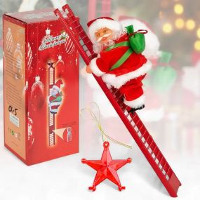 Іграшка Дід Мороз, на сходах CX-5 музична новорічна іграшк