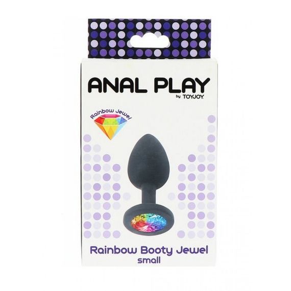 Пробка с радужным камнем силикон черный Toy Joy Rainbow Booty Jewel Small Sex Aura | Зображення 2