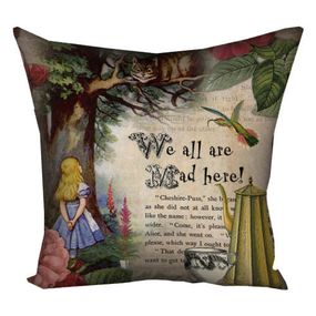 Подушка габардинова з принтом We all are mad here! 40x40 (4P_WON015)