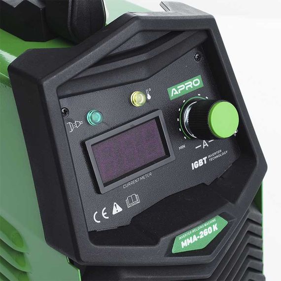Сварочный аппарат инверторный APRO MMA-140 K, ел.4мм, + набор кабелей, кейс | Зображення 6