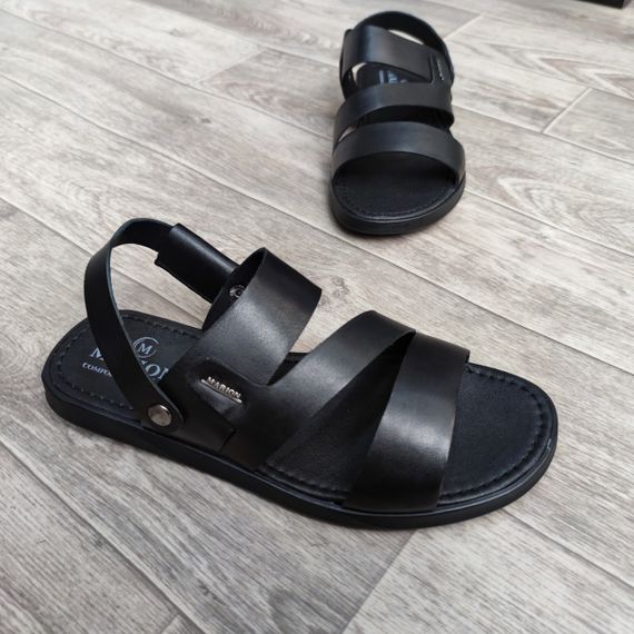 Чоловічі сандалі шльопанці чорного кольору. Літнє взуття | Зображення 2