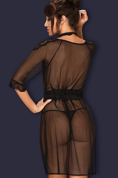 Пеньюар Obsessive Lucita peignoir Черный S/M | Зображення 5