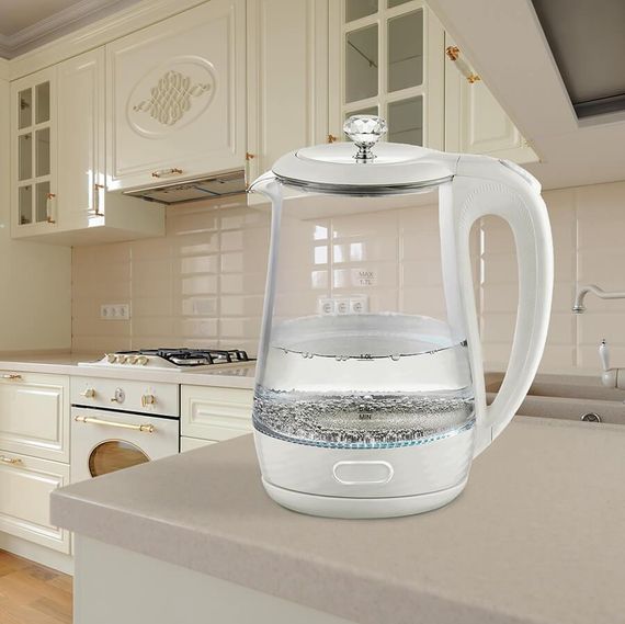 Електрочайник скляний Maestro MR-052-WHITE, 1.7 л, 2200 Вт, з підсвіткою | Зображення 1
