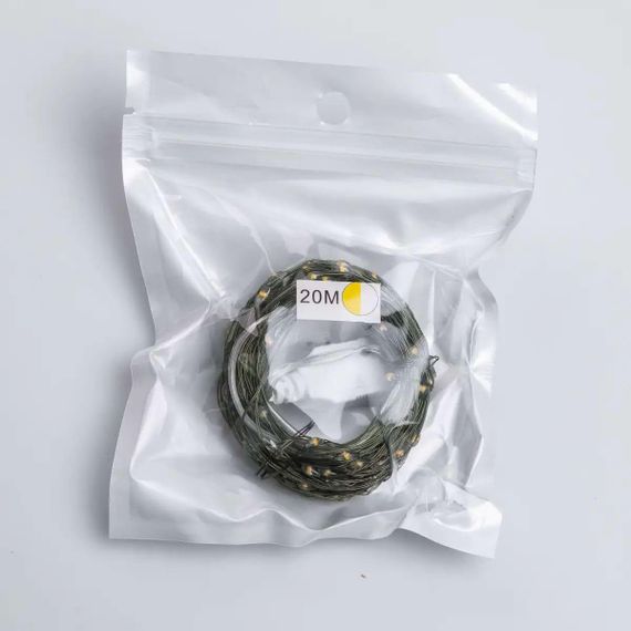 Гірлянда роса 20 метрів USB на 200 led світлодіодів крапля на зеленому дроті жовта | Зображення 8