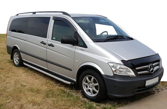 Боковые пороги Fullmond (2 шт, алюм.) Длинная (ExtraLong) для Mercedes Vito W639 2004-2015 гг