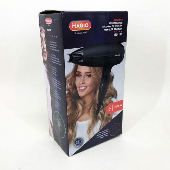 Удобный фен для укладки волос MAGIO MG-166 2 кВт, Электрический фен с диффузором, Электрофен WO-851 для волос | Зображення 2