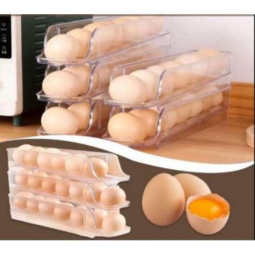 Компактний органайзер для яєць 3 ярусний автоматичний Plastic shelving / Контейнер-лоток для яєць