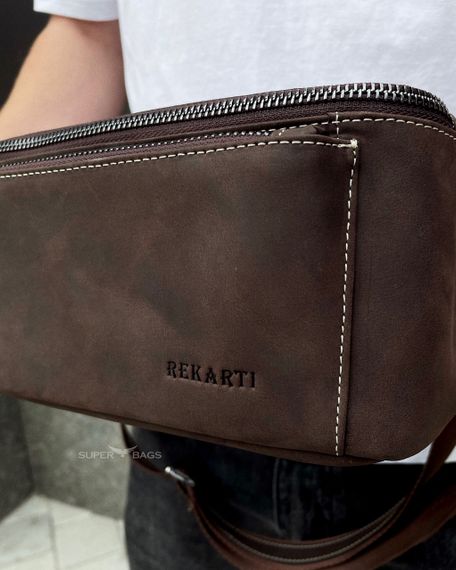 Коричнева сумка-бананка з шкіри крезі хорс CH-7371 | Зображення 6