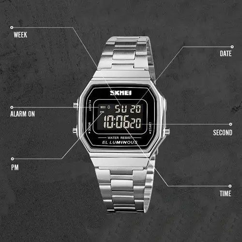 Годинник квадратний Ретро SKMEI 1647SI, Годинник retro vintage, Чоловічі наручні годинники vintage new ZW-52 | Зображення 2