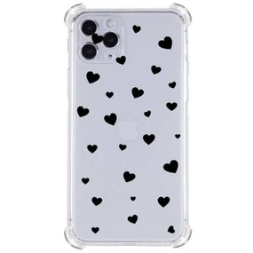 Прозорий протиударний чохол для iPhone 11 pro З принтом: Чорні сердечки
