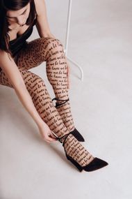 Колготки LAIS Collant з написом "he loves me", Omero, Italy, чорні S, M, L